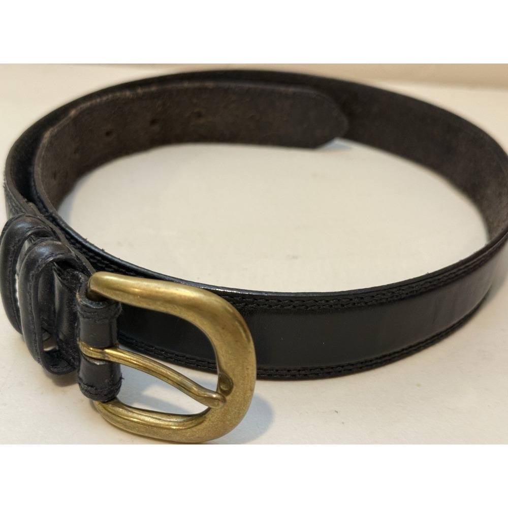 Men's Genuine Leather Black Belts Sz‎ S 32" Length Solid Brass Buckle